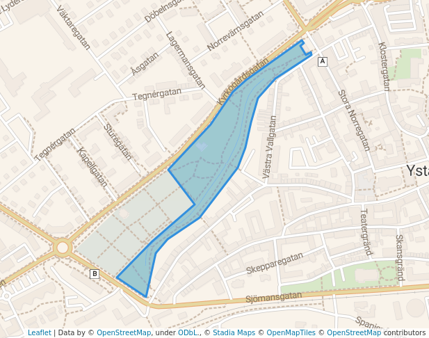 walking in Norra Promenaden map in Ystad