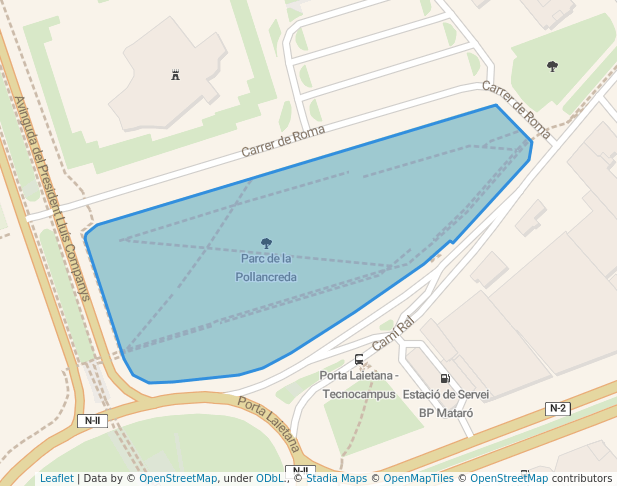 walking in Parc de la Pollancreda map in Mataró