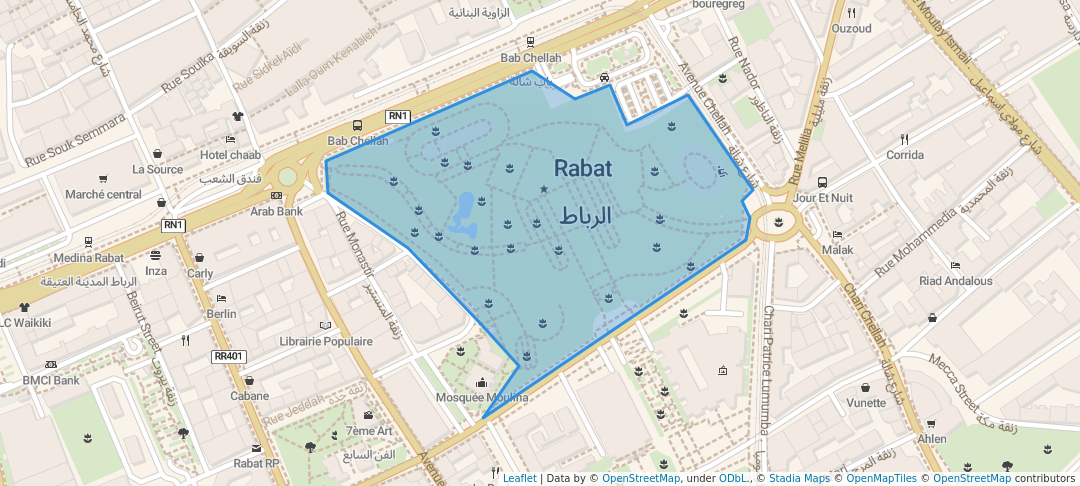 walking in نزهة حسان map in Rabat