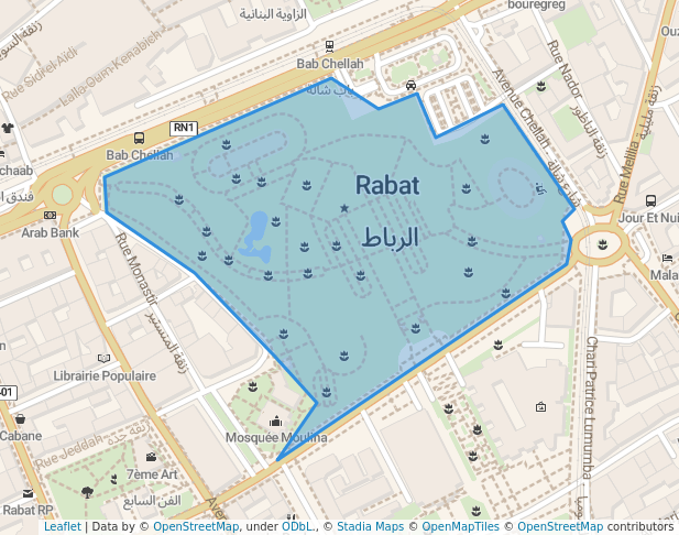 walking in نزهة حسان map in Rabat