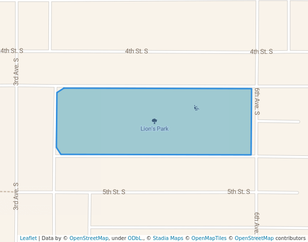 walking in Lion's Park map in Martensville