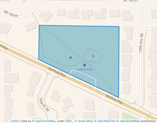 walking in Ivanhoe Park map in Bellevue