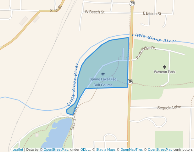 walking in Spring Lake Disc Golf Course map in Cherokee