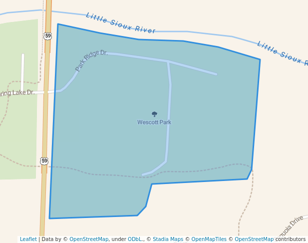 walking in Wescott Park map in Cherokee