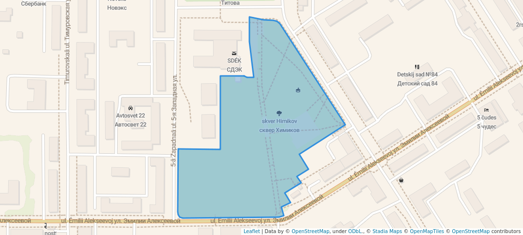 walking in сквер Химиков map in Barnaul