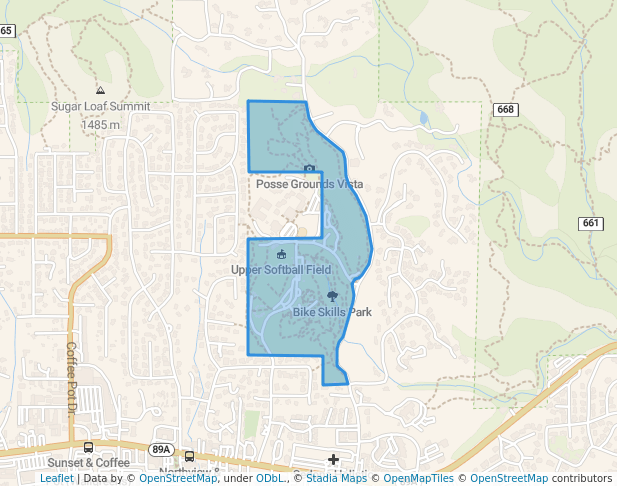 walking in Posse Grounds Park map in Sedona