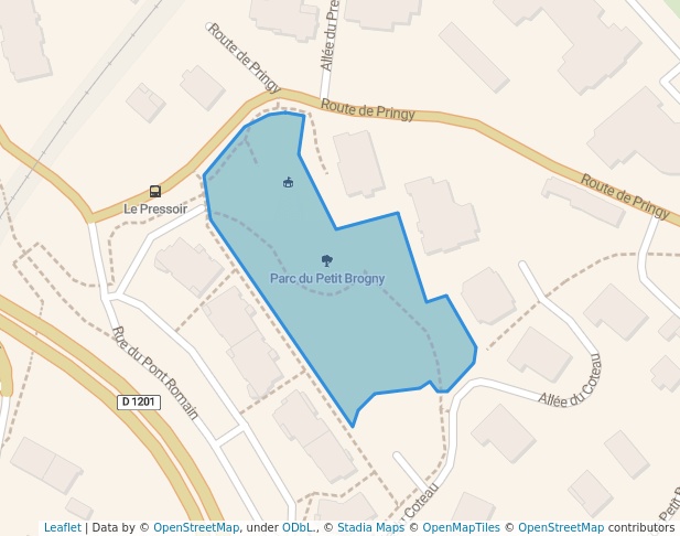 walking in Parc du Petit Brogny map in Annecy