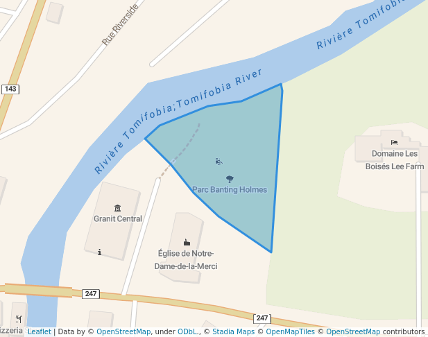 walking in Parc Banting Holmes map in Stanstead