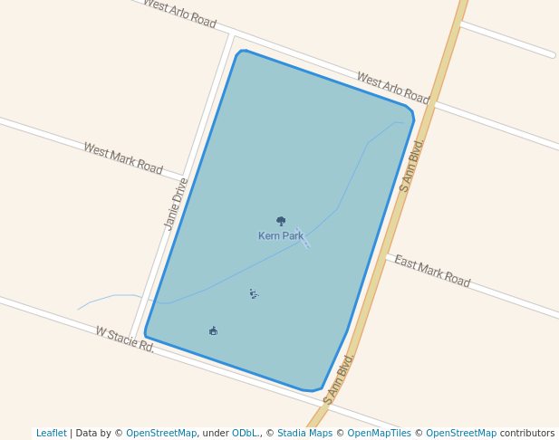 walking in Kern Park map in Harker Heights