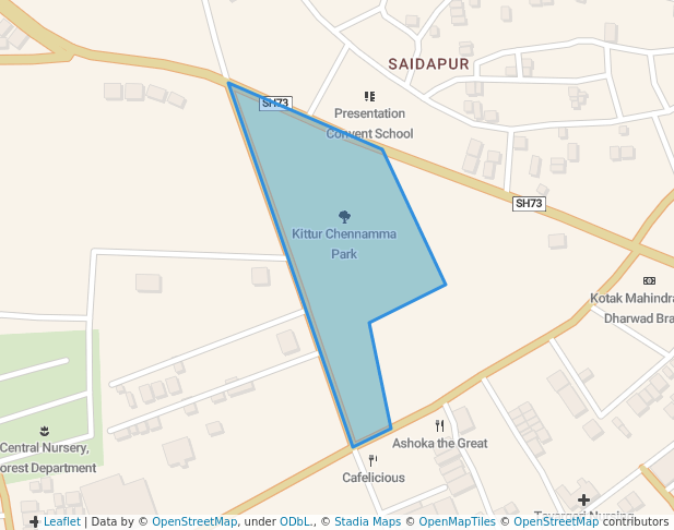 walking in Kittur Chennamma Park map in Dharwad