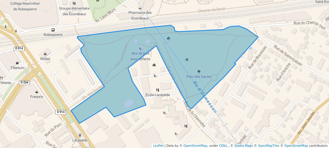 walking in Parc des Saules map in Épinay-sur-Seine