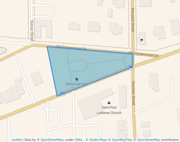 walking in Memorial Park map in Mobile