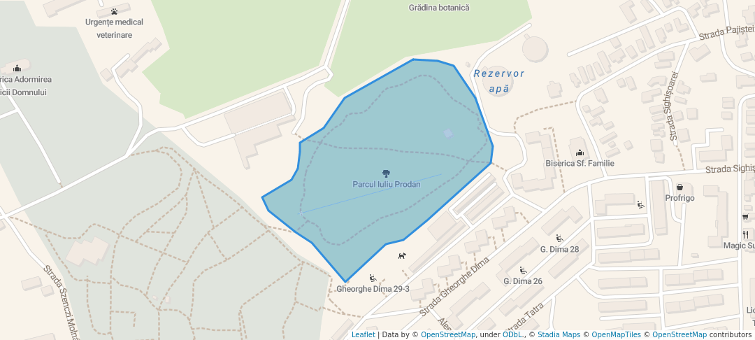 walking in Parcul Iuliu Prodan map in Cluj-Napoca