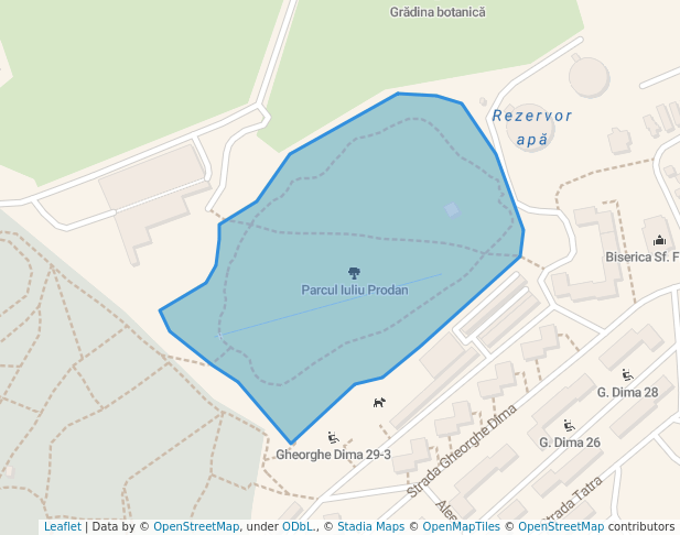 walking in Parcul Iuliu Prodan map in Cluj-Napoca