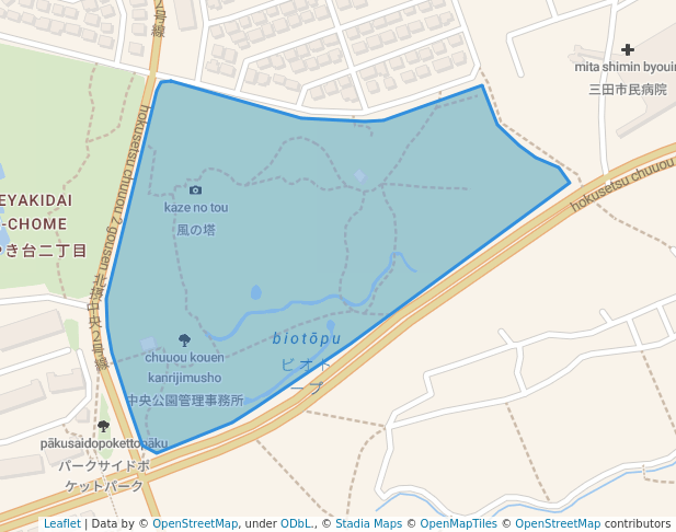 walking in 中央公園 map in Sanda
