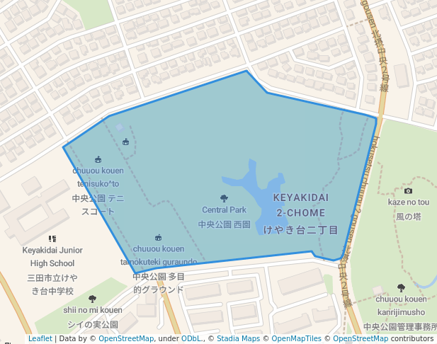walking in Central Park map in Sanda