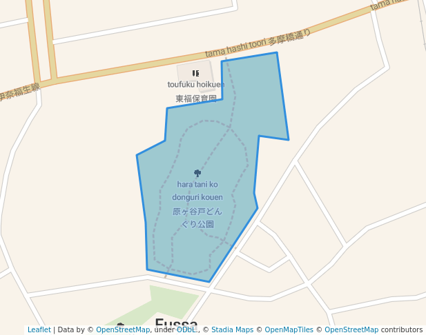 walking in 原ヶ谷戸どんぐり公園 map in Fussa