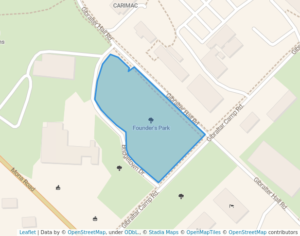 walking in Founder's Park map in Kingston