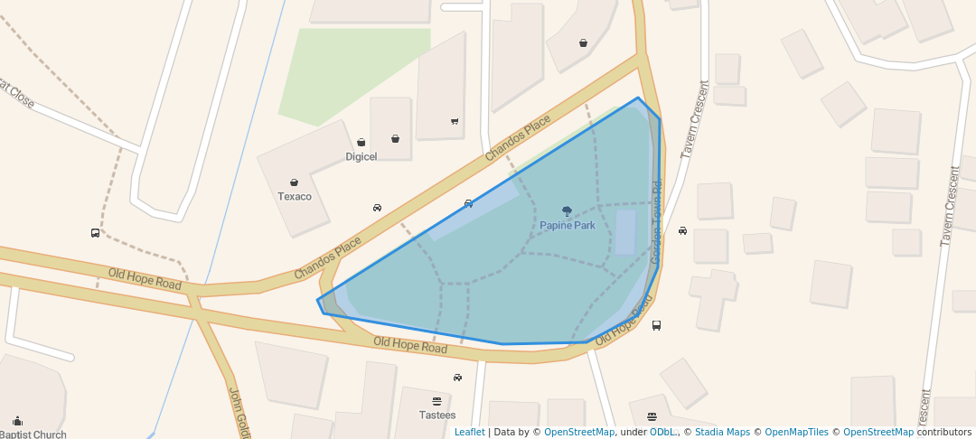 walking in Papine Park map in Kingston