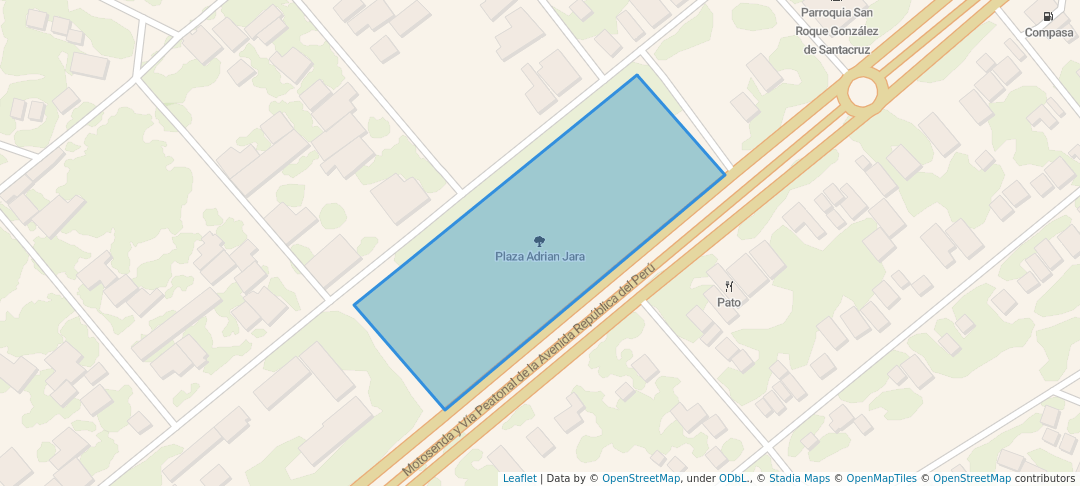 walking in Plaza Adrian Jara map in Ciudad del Este