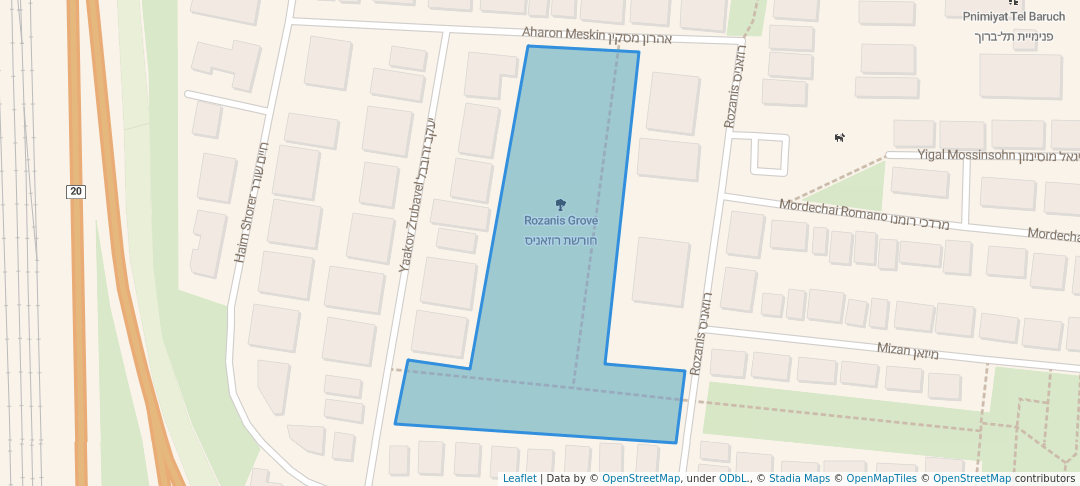 walking in Rozanis Grove map in Tel Aviv-Yafo