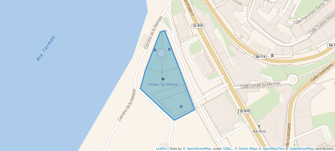 walking in Parque "La Dehesa" map in Alba de Tormes