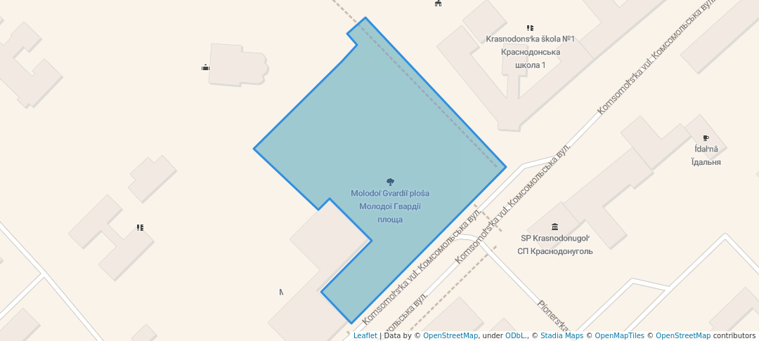 walking in Молодої Гвардії площа map in Krasnodon