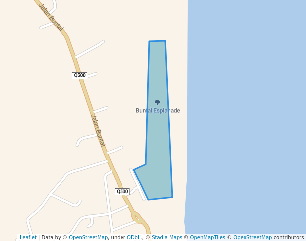 walking in Buntal Esplanade map in Kuching