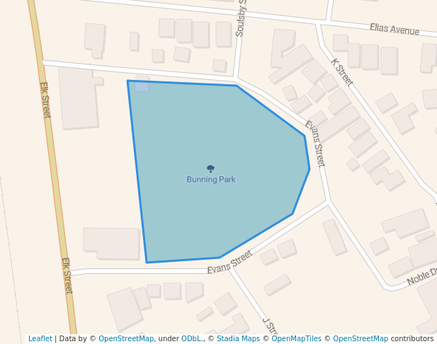 walking in Bunning Park map in Rock Springs