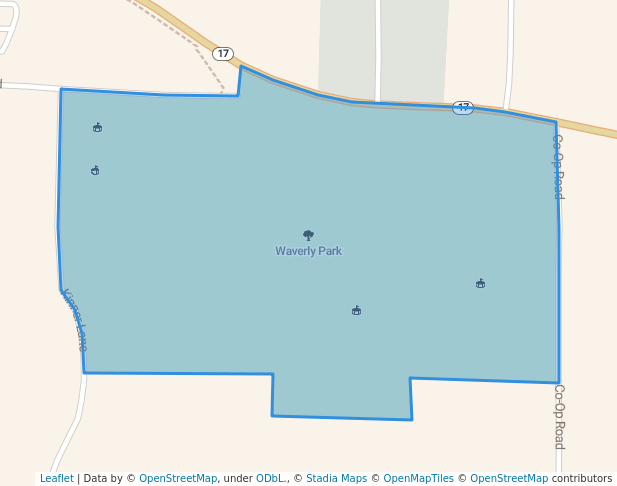 walking in Waverly Park map in Phelps