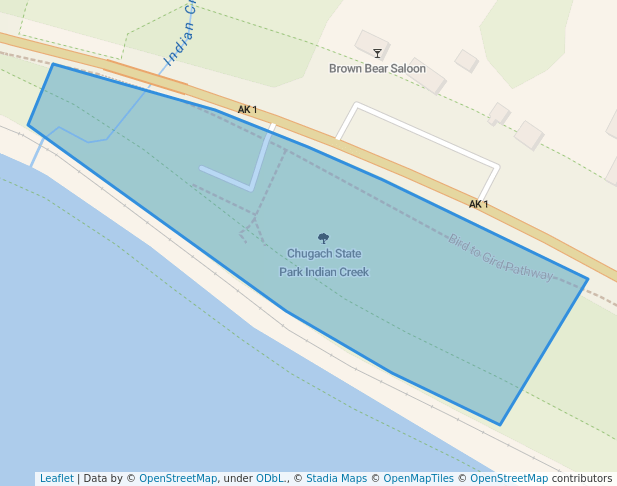 walking in Chugach State Park Indian Creek map in Anchorage