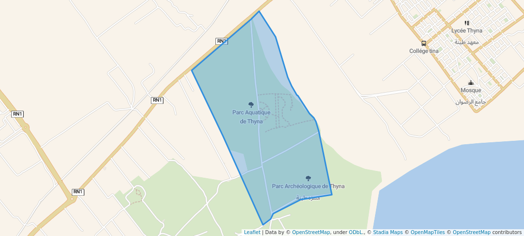 walking in متنزه طينة map in Thyna