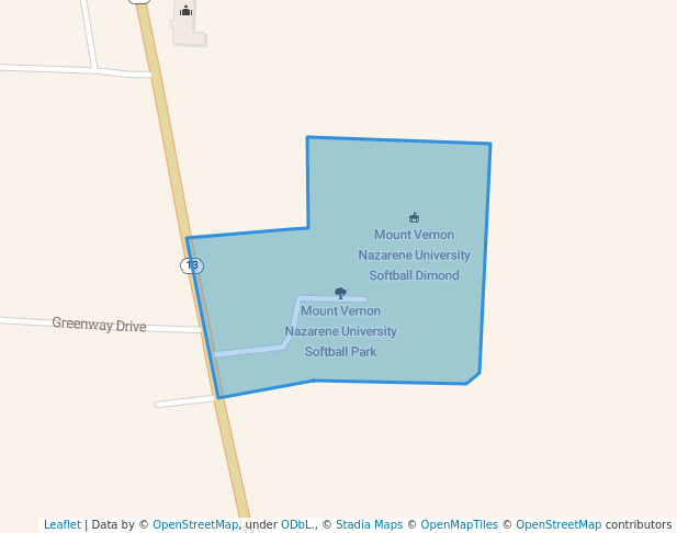 walking in Mount Vernon Nazarene University Softball Park map in Mount Vernon