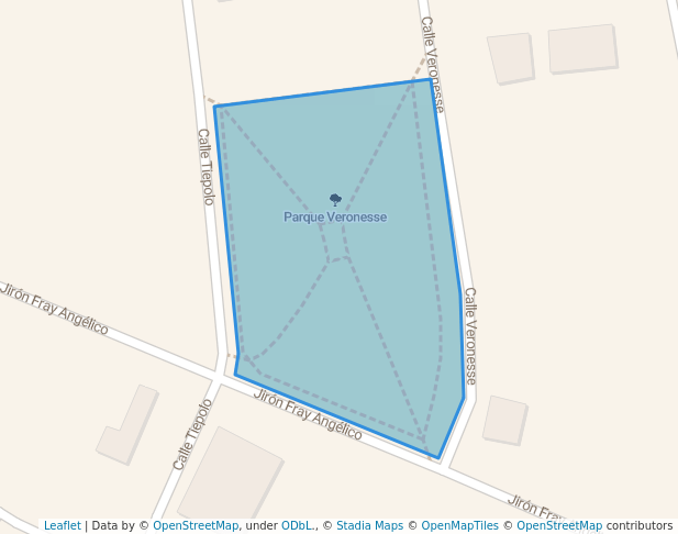 walking in Parque Veronesse map in San Borja