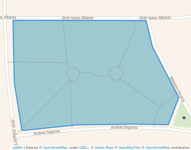 walking in Parque Andres Avelino Cáceres map in San Borja
