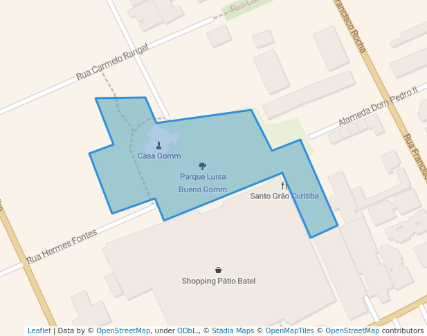 walking in Parque Gomm map in Curitiba