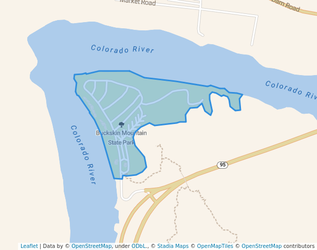 walking in Buckskin Mountain State Park map in Parker