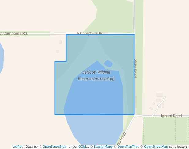 walking in Jeffcott Wildlife Reserve (no hunting) map in Laen