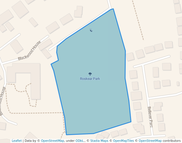 walking in Roskear Park map in Camborne