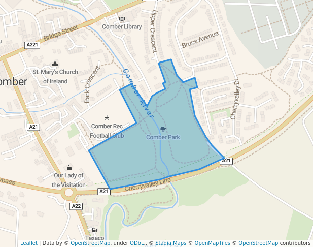 walking in Comber Park map in Comber