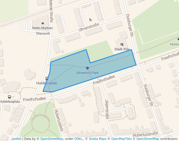 walking in Ulmenhof-Park map in Duisburg