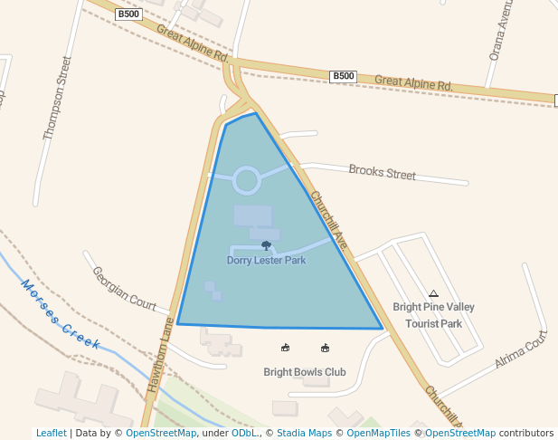 walking in Dorry Lester Park map in Bright