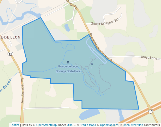 walking in Ponce de Leon Springs State Park map in Ponce de Leon