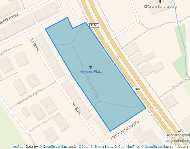 walking in Akyürek-Platz map in Osnabrück