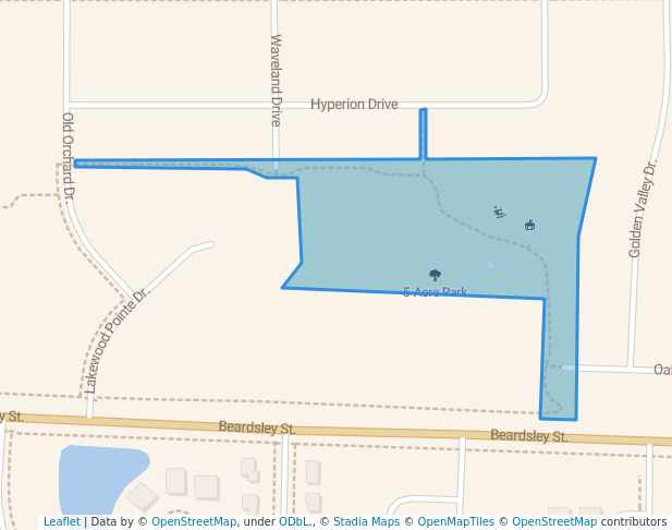 walking in 5-Acre Park map in Norwalk