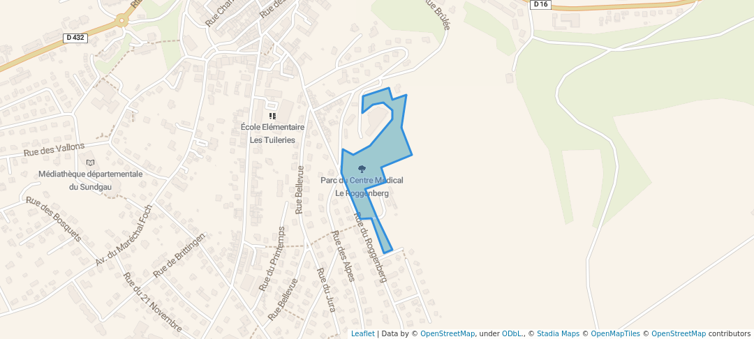 walking in Parc du Centre Médical Le Roggenberg map in Altkirch