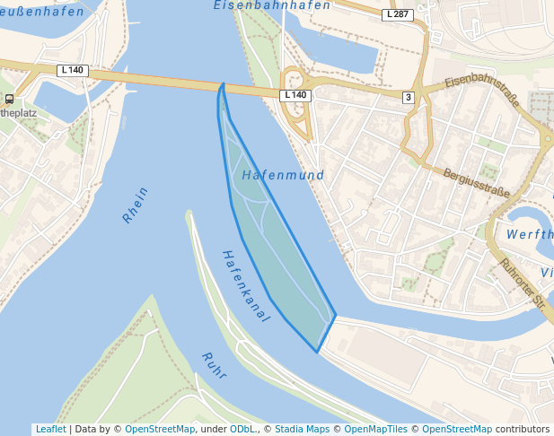 walking in Mercatorinsel map in Duisburg