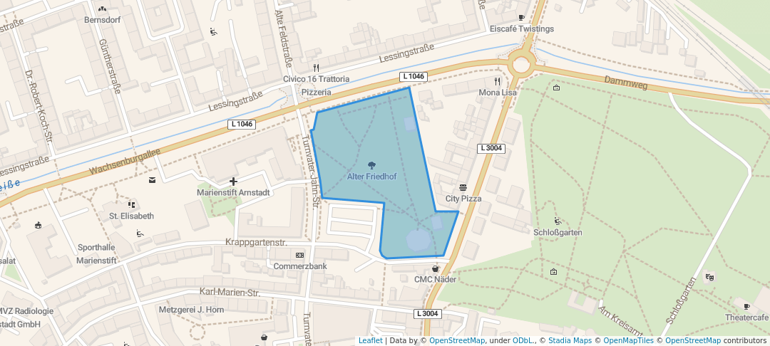 walking in Alter Friedhof map in Arnstadt