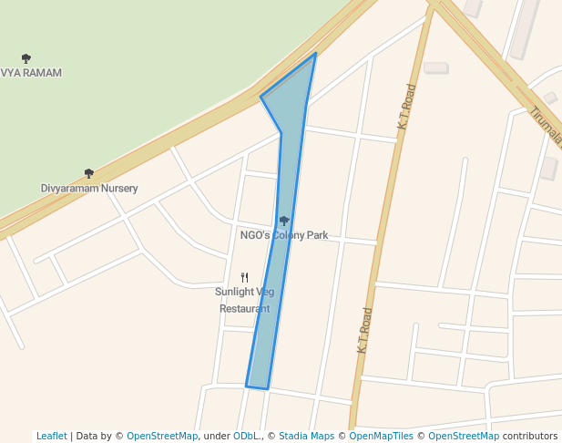 walking in NGO's Colony Park map in Tirupati