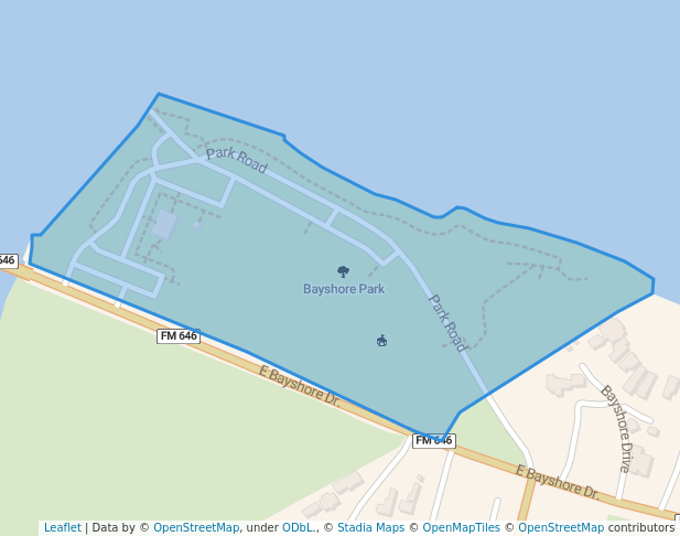 walking in Bayshore Park map in Dickinson